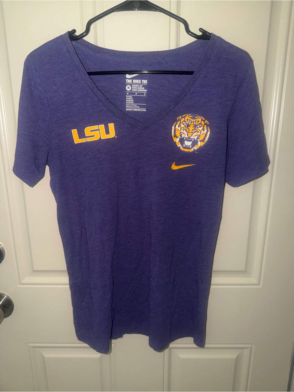 Nike Purple LSU V-Neck Tee with Gold Logo